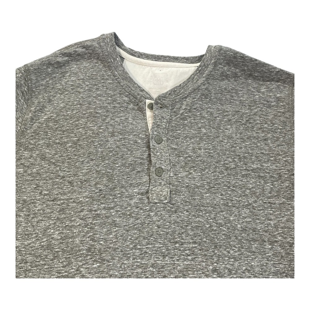 Gap Mens XL Henley Shirt Long Sleeve Snow Heather Grape Leaf Gray 721310-02
